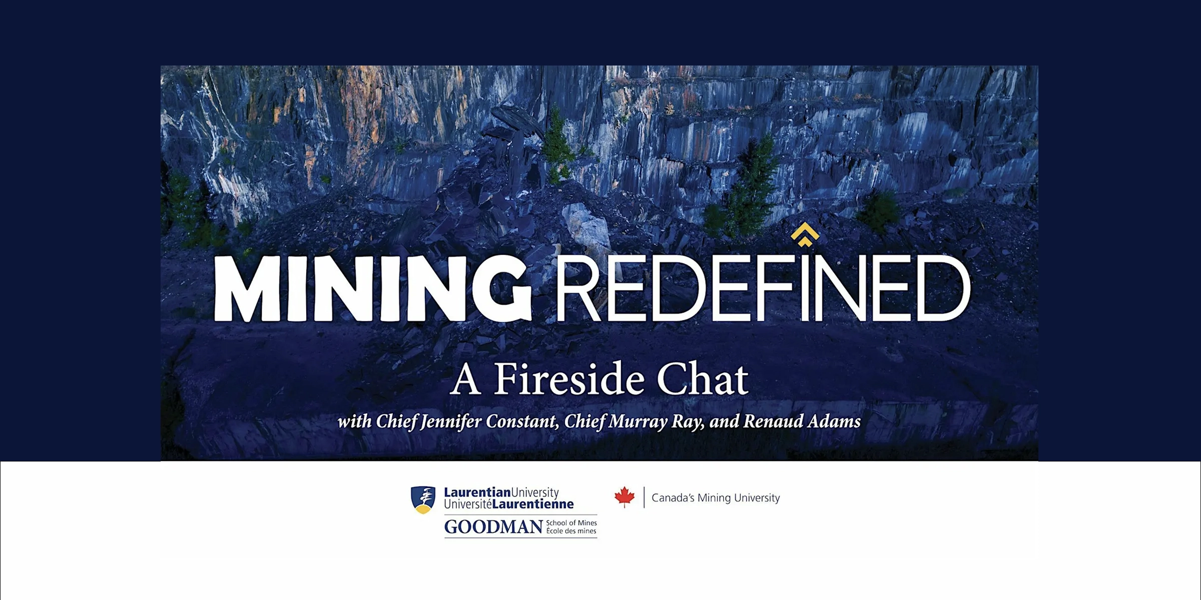 A blue-tinted image of a rock wall, with the text Mining Redefined in bold white font.