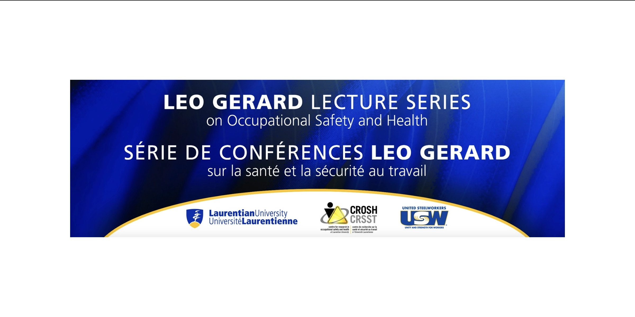 Promotional graphic for the Leo Gerard Lecture Series on Occupational Safety and Health