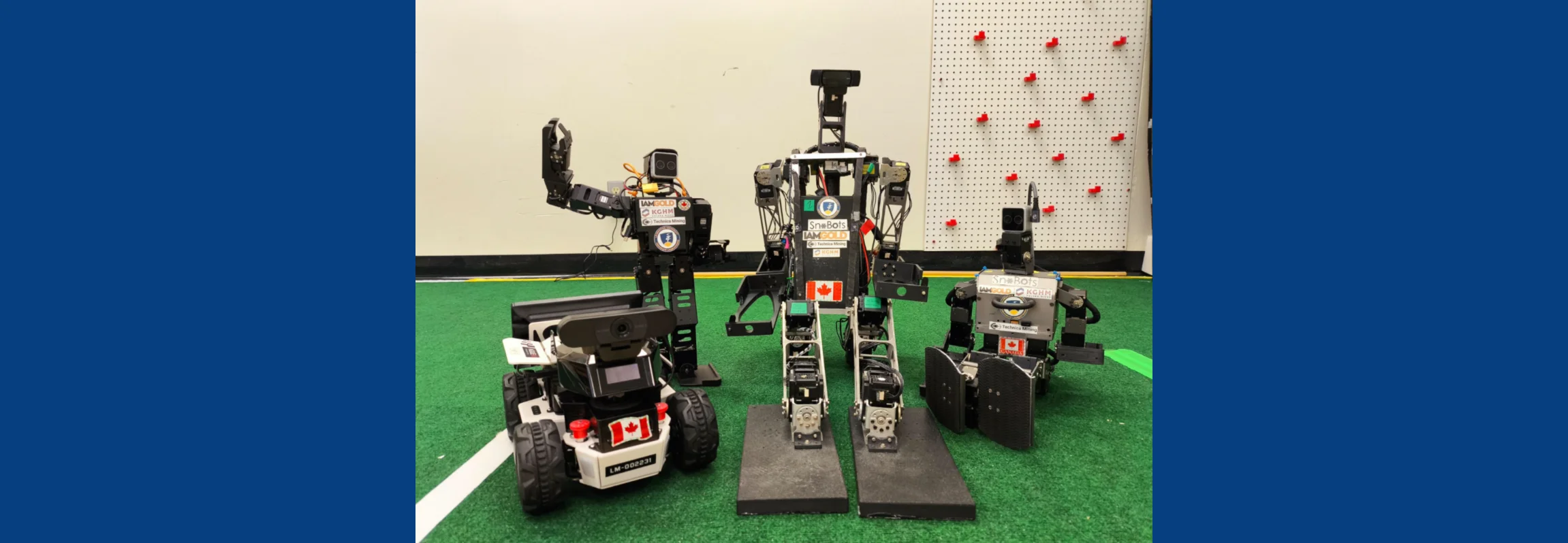 Team Snobots heads to the FIRA RoboWorld Cup 2026 with four robotic platforms competing in the Autonomous Car Challenge and HuroCup events. From left: LIMO AC, Ainex, Polaris, and OP3 - Oscar.
